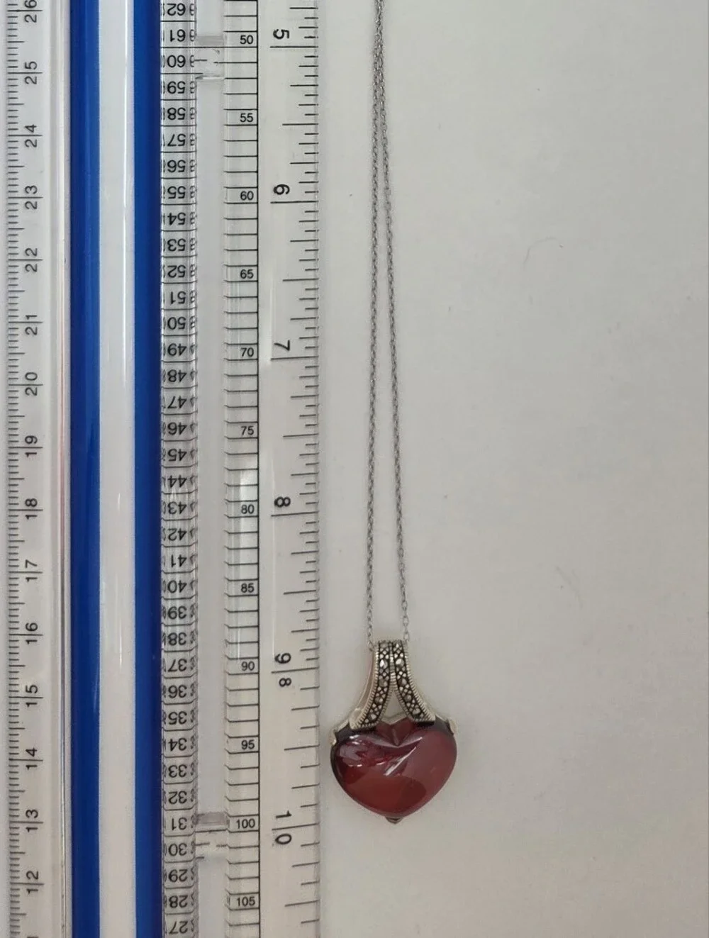 Heart-Shaped Red Rubellite Pendant With Sterling Silver Setting And Chain